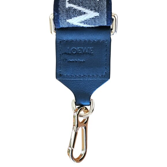 Loewe Logo and Anagram strap - jacquard and leather - blue/white with gold hdw - Picture 2 of 5